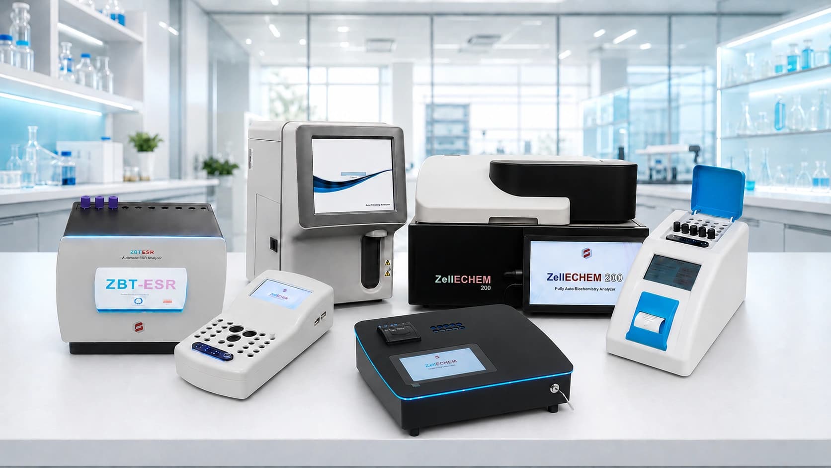 SSQLLC IVD analyzer product family displayed on a clean laboratory counter